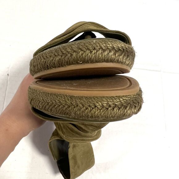 Tory Burch Sz 6 Suede Slingback Strap Espadrille Sandal in Olive Green - Picture 4 of 9